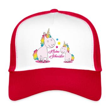 Kleine Schwester Einhorn - Trucker Cap - Weiß/Rot - Vorne