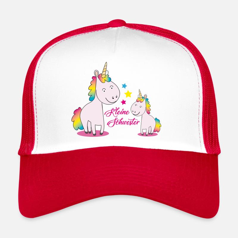Kleine Schwester Einhorn - Trucker Cap - Weiß/Rot