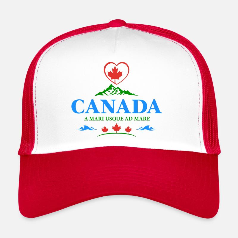 Canada Vancouver Montréal Toronto Maple Leaf Mountains - Casquette trucker - blanc/rouge