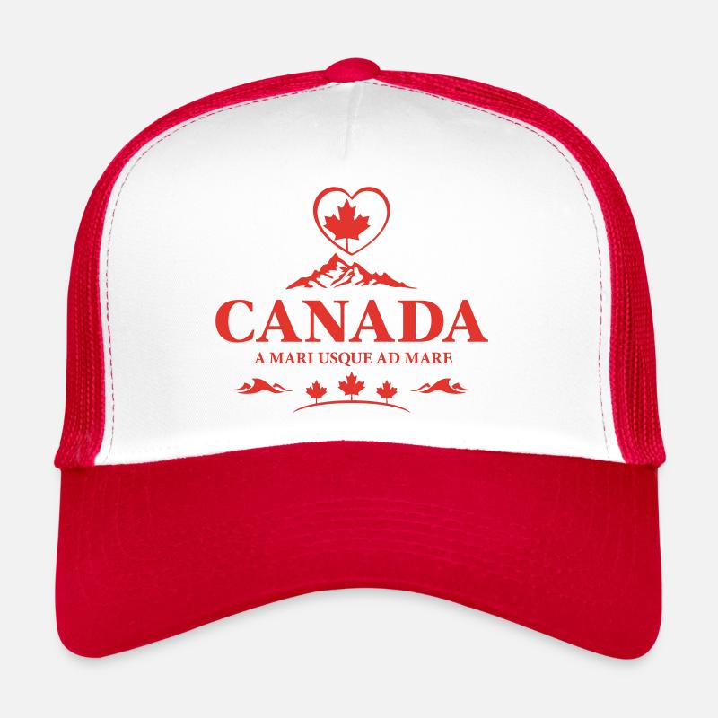 Canada Vancouver Montréal Toronto Maple Leaf Mountains - Casquette trucker - blanc/rouge