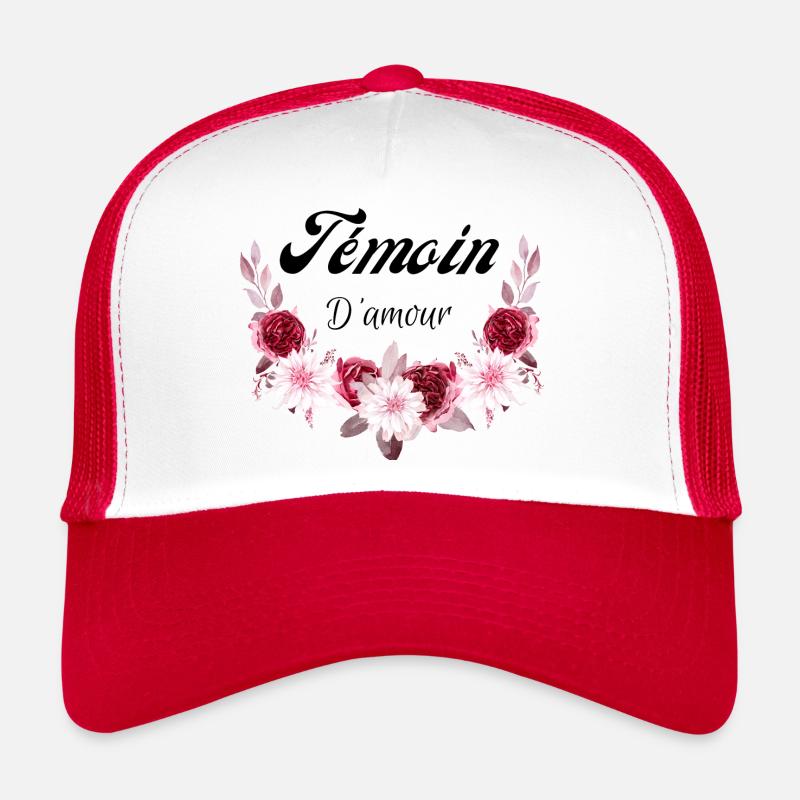 témoin d'amour - Casquette trucker - blanc/rouge