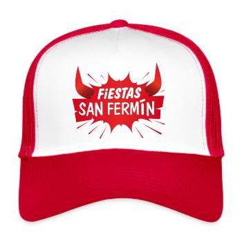 Féria San Fermín ! Fêtes de Pampelune, Sanfermines - Casquette trucker  - blanc/rouge - Devant