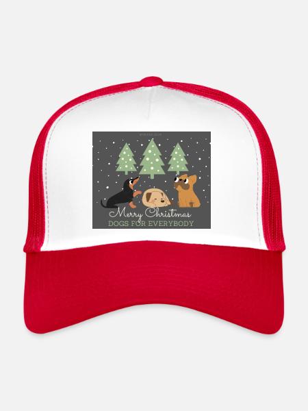Joyeux Chiens de Noël pour tous - Casquette trucker  - blanc/rouge - Devant