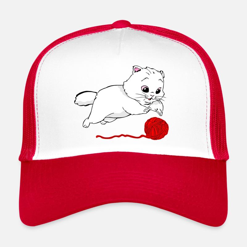 Un chat et une boule de fil Casquette trucker 