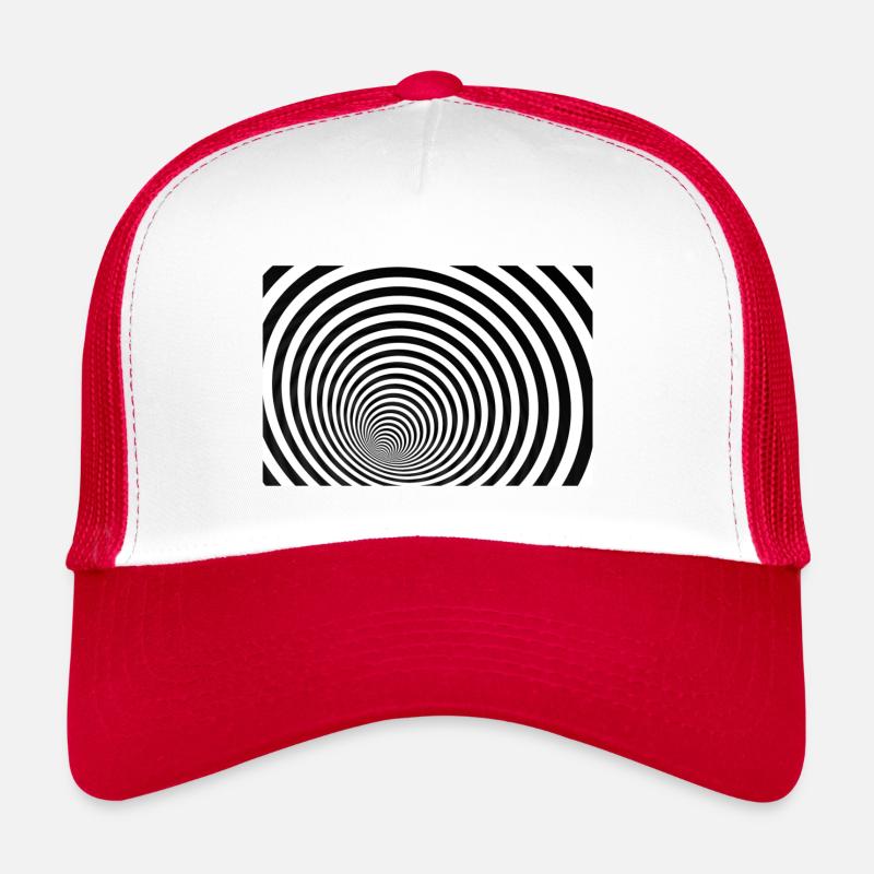 Spirale hypnotique Noir et Blanc - Casquette trucker  - blanc/rouge