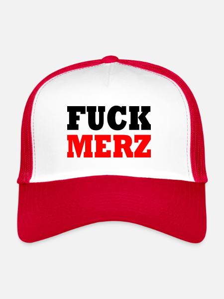 fuck merz - Trucker Cap - Weiß/Rot