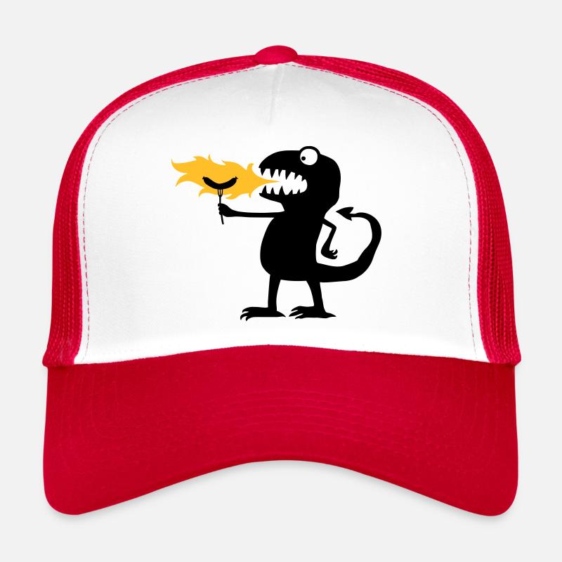 Drache_grillt - Trucker Cap - Weiß/Rot