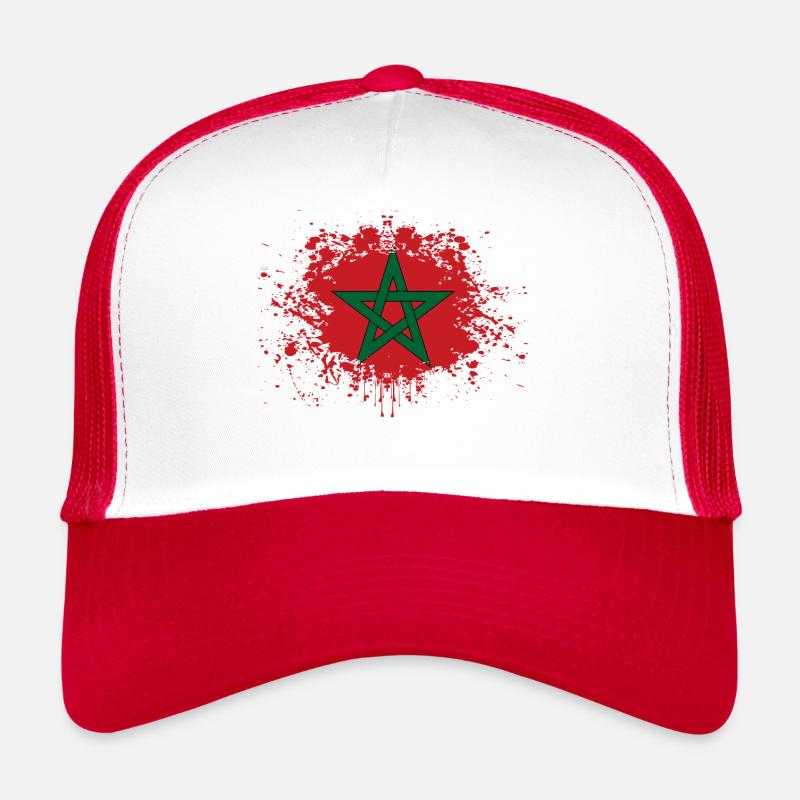 Drapeau Maroc Idée cadeau Maroc - Casquette trucker  - blanc/rouge