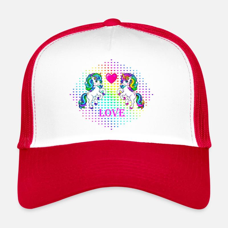 Einhorn Liebe Valentinstag 2022 - Trucker Cap - Weiß/Rot