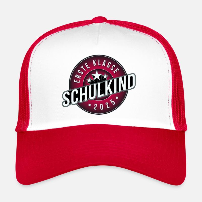 Erste Klasse schulkind 2025 mädchen rosa - Trucker Cap - Weiß/Rot