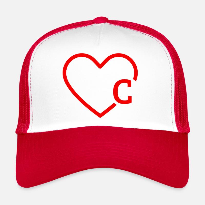letter c red heart - Trucker Cap - white/red