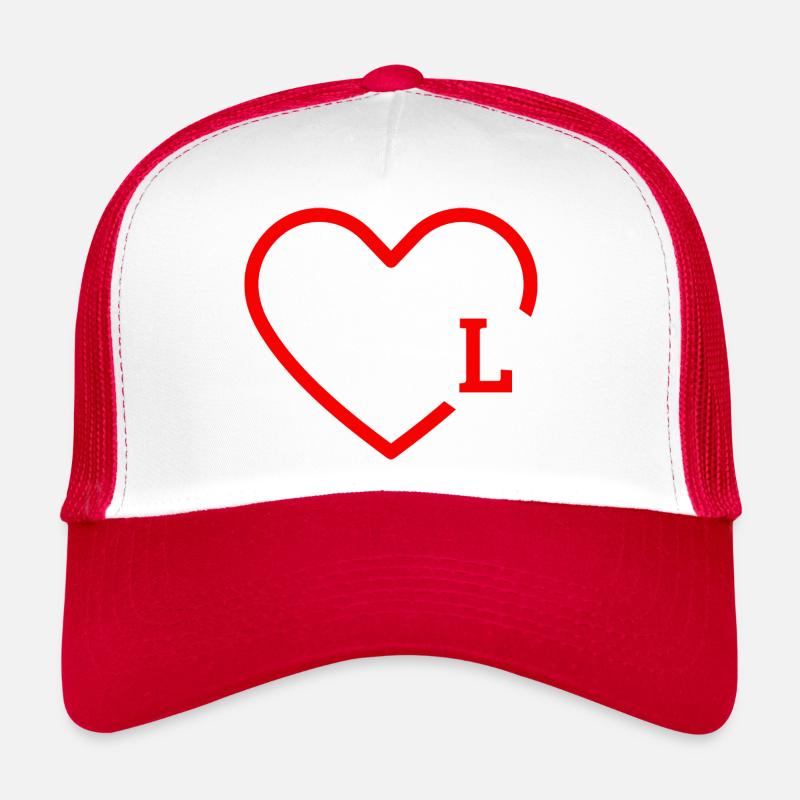 Buchstabe L Rotes Herz Trucker Cap