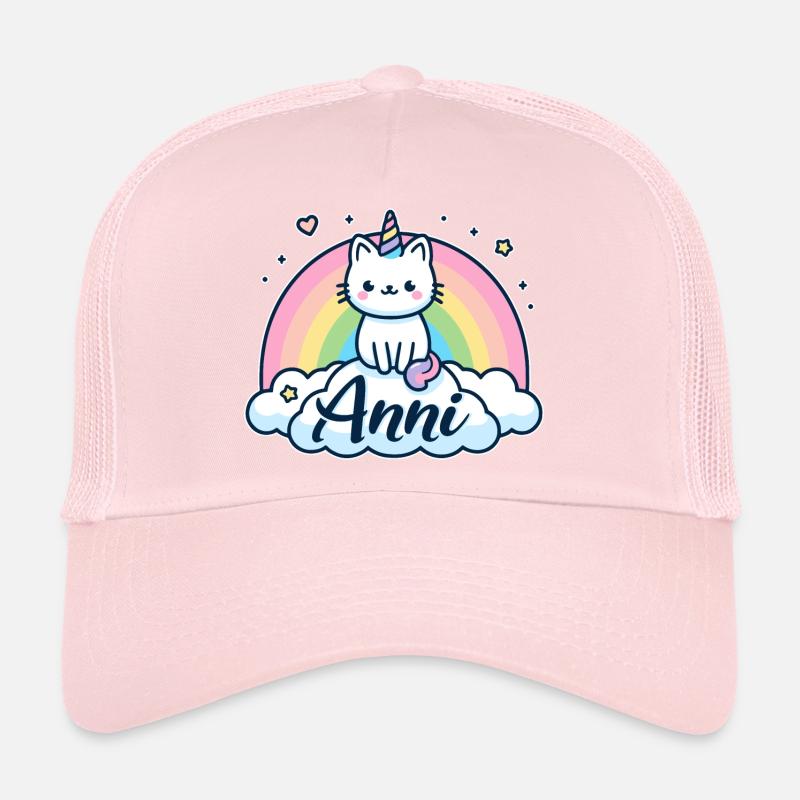 Anni Nom Prénom Chat licorne Casquette trucker 