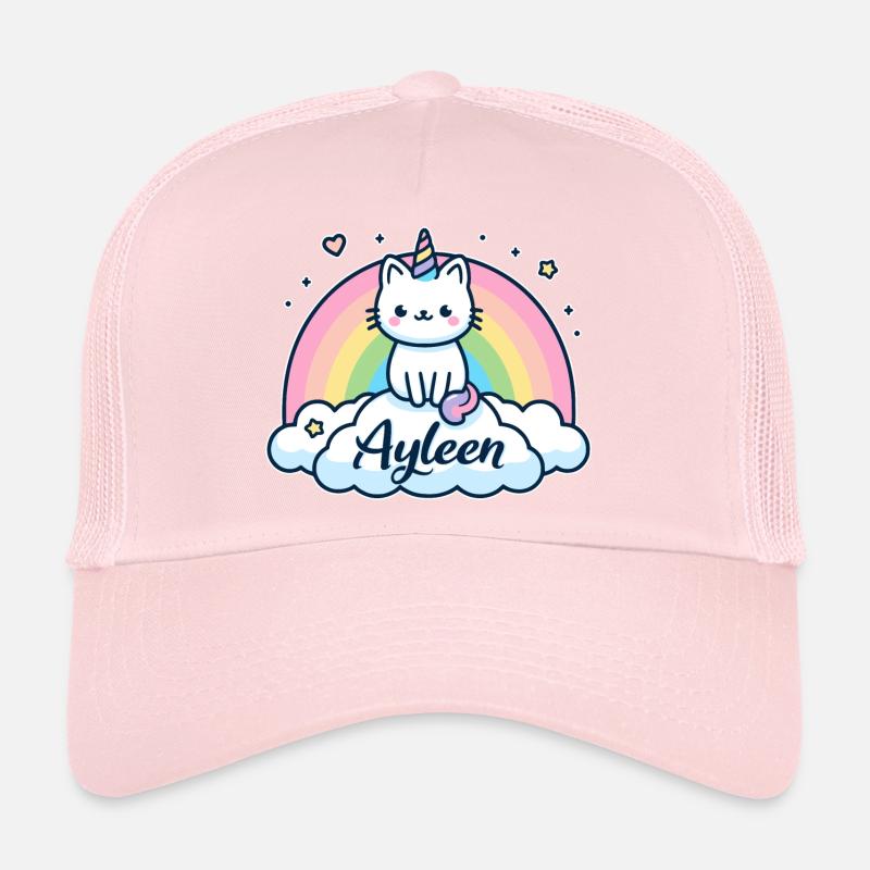 Ayleen Nom Prénom Licorne Chat Casquette trucker 