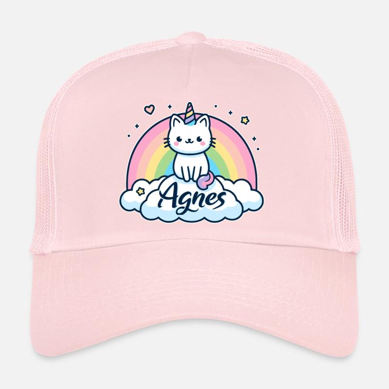 Agnès Nom Prénom Licorne Chat Casquette trucker 