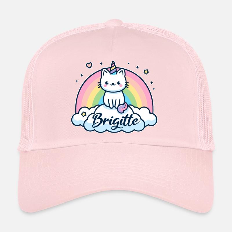 Brigitte Nom Prénom Licorne Chat Casquette trucker 