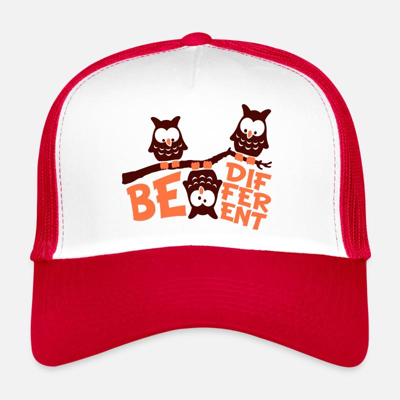 3 Eulen Be Different Spruch verrückt komisch Ast Trucker Cap