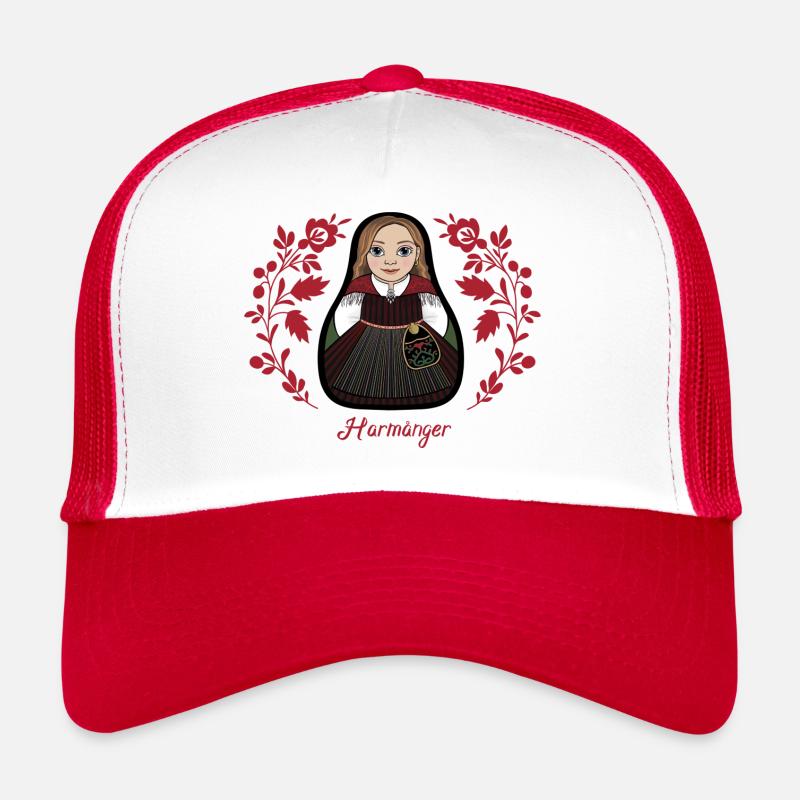 Harmångerstinta avec des fleurs - Casquette trucker  - blanc/rouge