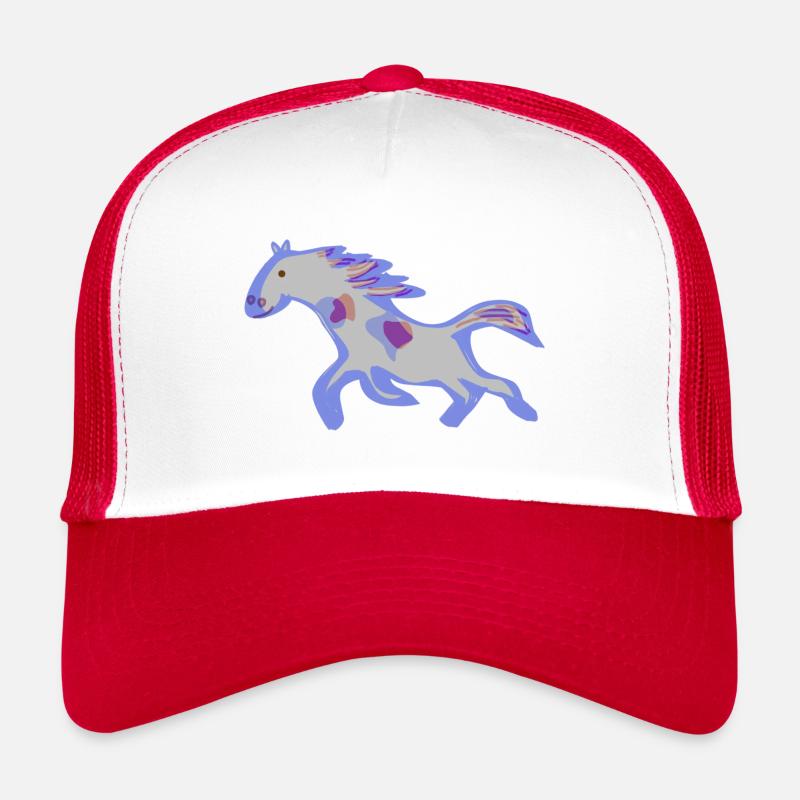 Pferd trabend Abstraktionsmalerei - Trucker Cap - Weiß/Rot