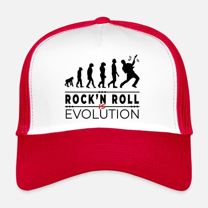 Rock'n Roll is evolution - Message Humour Rock - Casquette trucker  - blanc/rouge