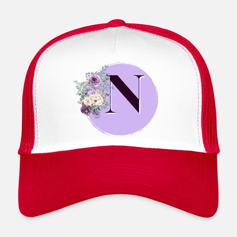 lettre N Couronne de fleurs Casquette trucker 