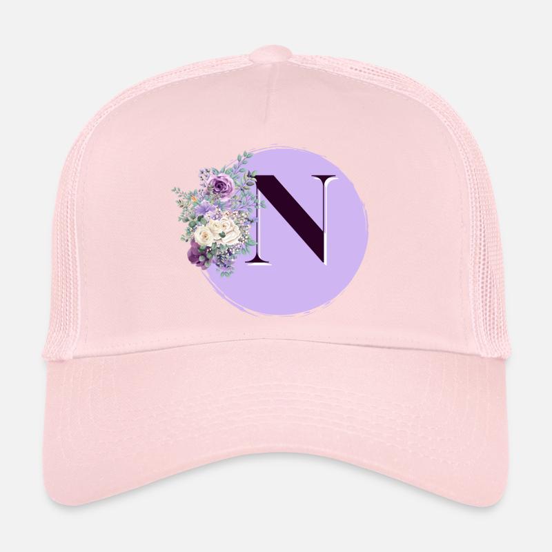 lettre N Couronne de fleurs Casquette trucker 