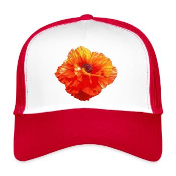 Mohnblume - rote Schönheit - Trucker Cap - Weiß/Rot - Vorne
