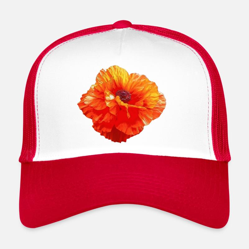 Mohnblume - rote Schönheit - Trucker Cap - Weiß/Rot