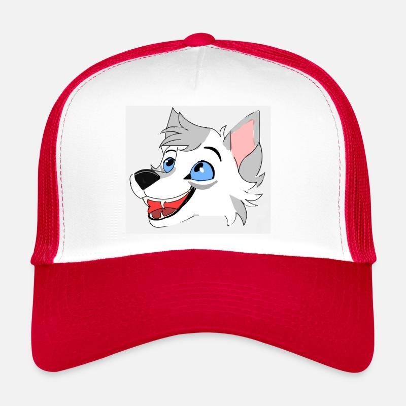 Lächelnder Wolf - Trucker Cap - Weiß/Rot