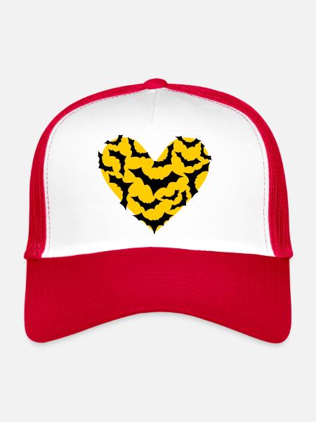Field Mice Heart Bat Moon - Trucker Cap - white/red - Front