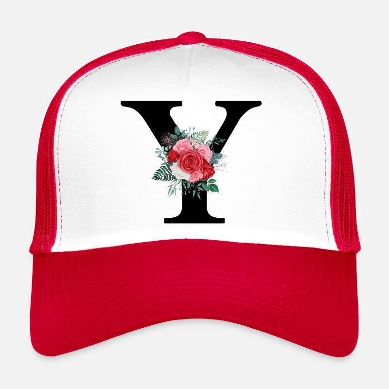 Lettre y floral rouge Casquette trucker 