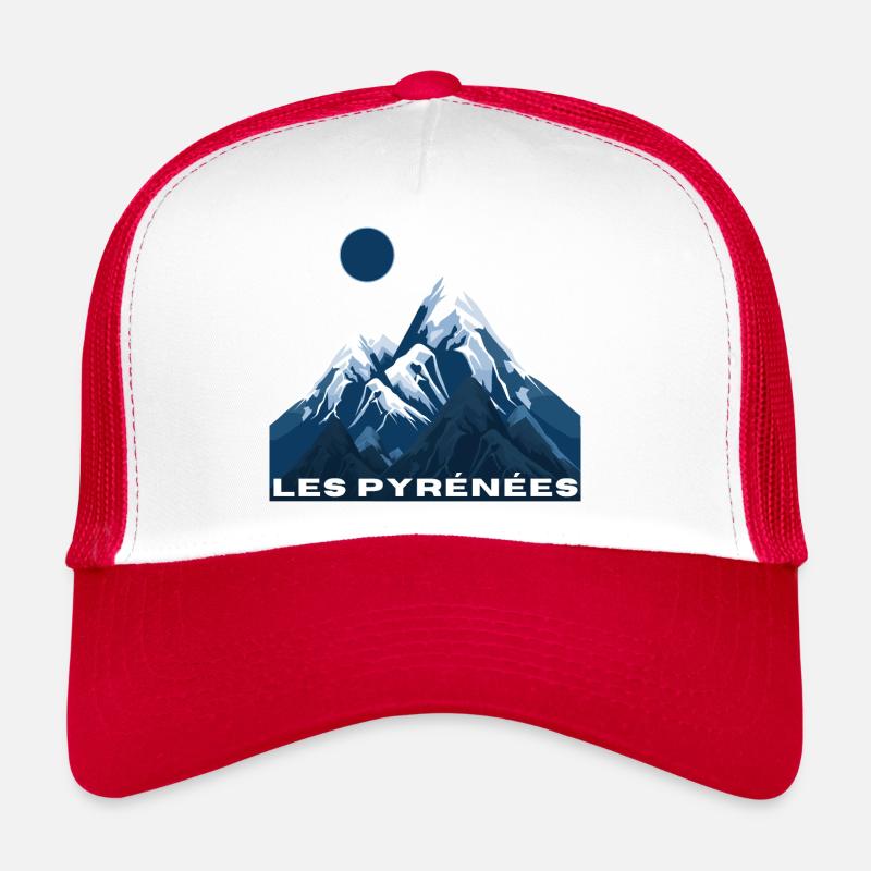 Les Pyrénées - idée cadeau - Casquette trucker  - blanc/rouge