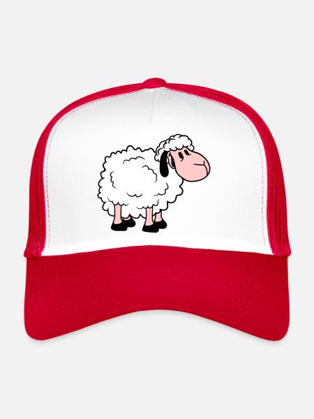 mouton bébé se tient mignon mignon agneau enfant cool bande dessinée - Casquette trucker  - blanc/rouge - Devant