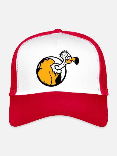 Geier Aasfresser Vogel lustig Geiern Aasgeier Spaß - Trucker Cap - Weiß/Rot - Vorne