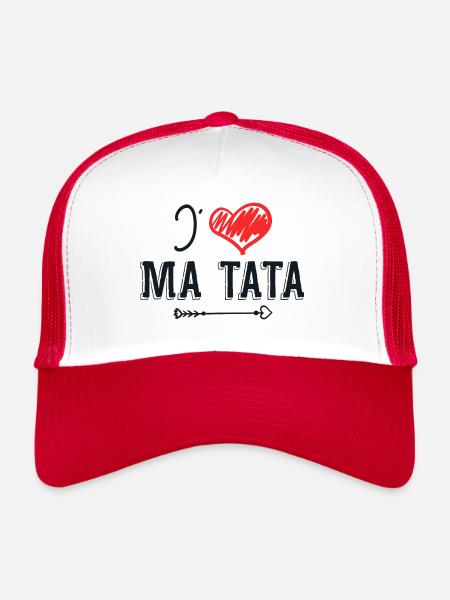 J'aime Ma Tata Cadeau Tante Coeur Rouge - Casquette trucker  - blanc/rouge - Devant