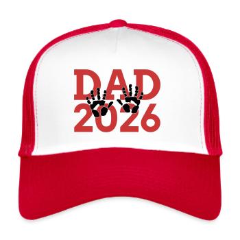 Dad 26 Vater Baby Papa 2026 Vatertag - Trucker Cap - Weiß/Rot - Vorne