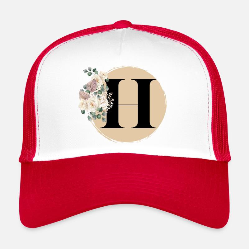 letter H - Trucker Cap - white/red