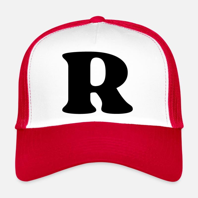 Lettre r - Casquette trucker  - blanc/rouge