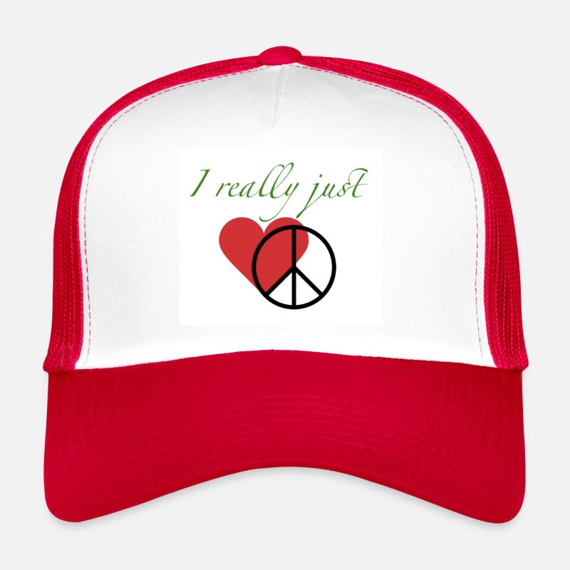 J’aime la paix - Casquette trucker - blanc/rouge