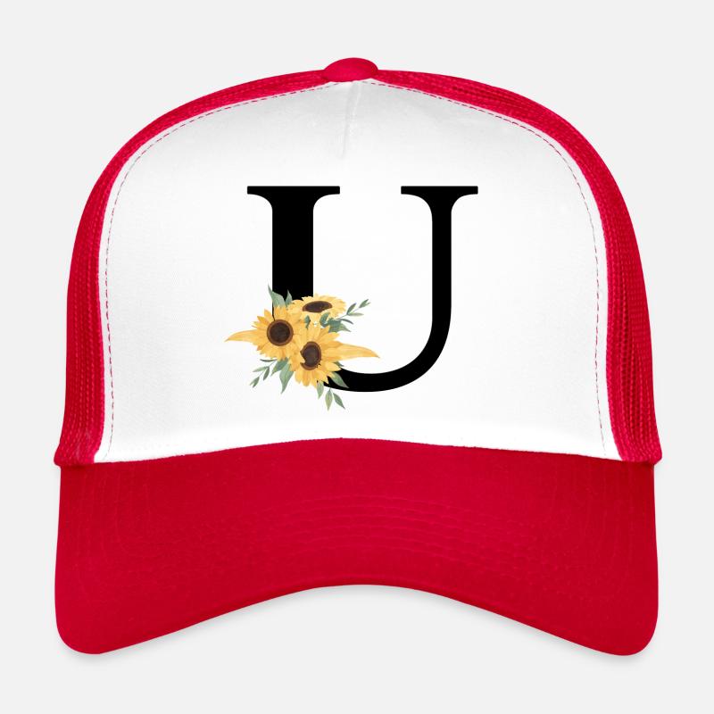 Buchstabe u blumige Sonnenblume Trucker Cap