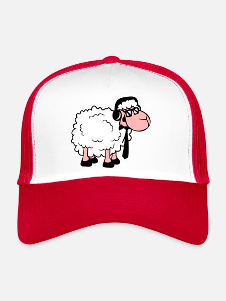mouton lunettes de soleil cravate musique DJ casque Fun - Casquette trucker  - blanc/rouge - Devant