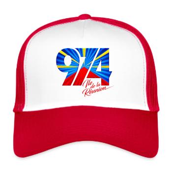 974 Ile de la Réunion Signature Maveli - Casquette trucker  - blanc/rouge - Devant