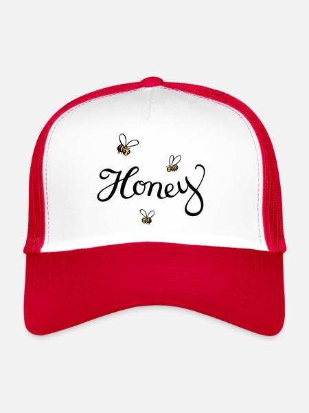 abeille - Casquette trucker  - blanc/rouge - Devant