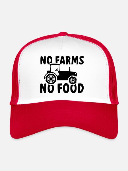 Pas de fermes, pas de nourriture ou de nourriture. Tracteur - Casquette trucker  - blanc/rouge - Devant