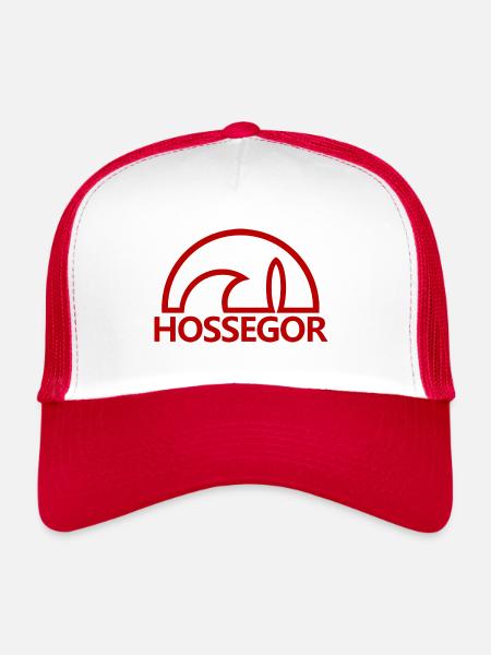 Hossegor soleil planche de surf rouge minimaliste - Casquette trucker  - blanc/rouge - Devant