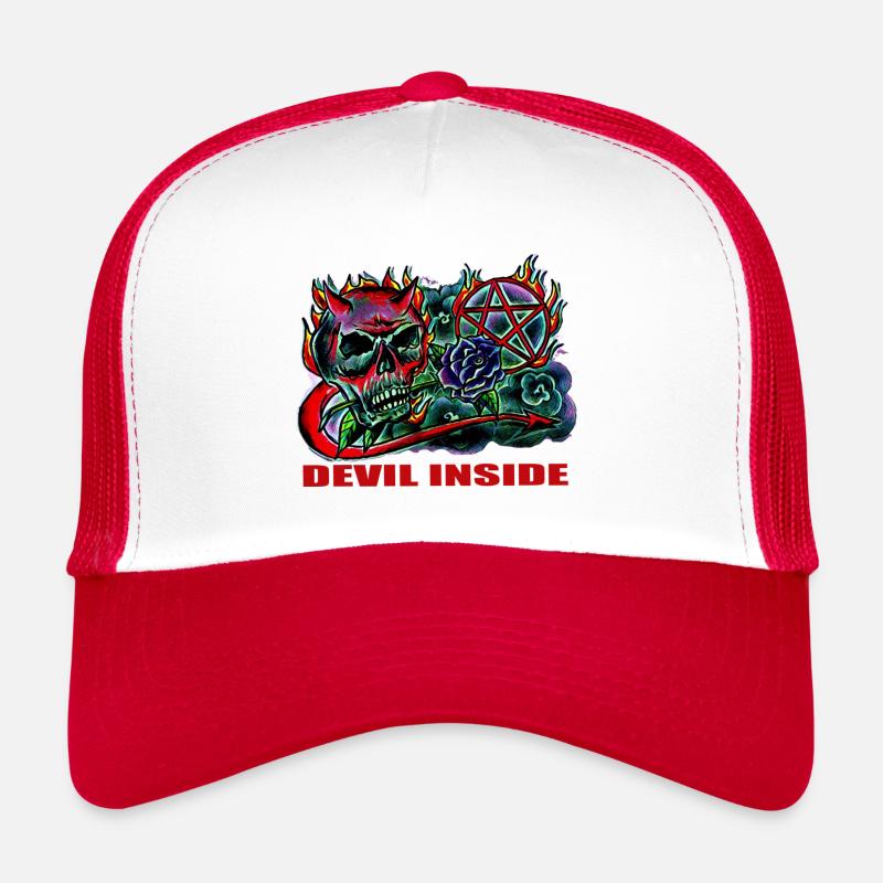 DEVIL - Trucker Cap - Weiß/Rot