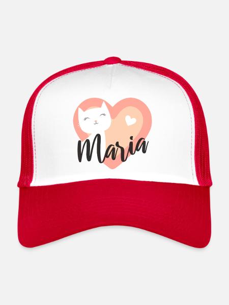 Maria Surname First Name Kitten - Trucker Cap - white/red - Front