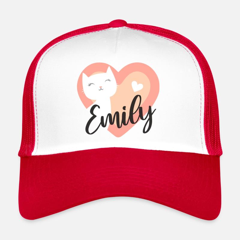 Emily Nom Prénom Chaton - Casquette trucker - blanc/rouge