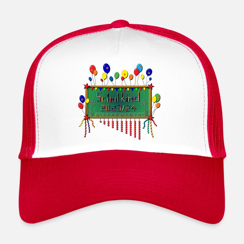 Schulkind 2023/24 - Trucker Cap - Weiß/Rot