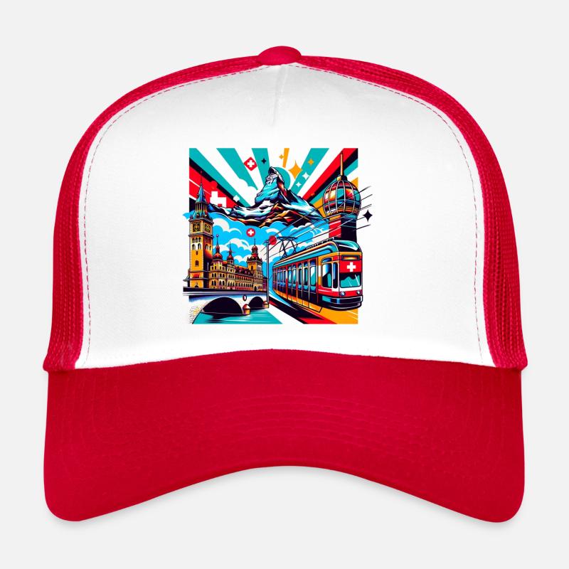 Schweiz - Trucker Cap - Weiß/Rot
